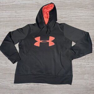 Under Armour Loose Fit Hooded Hoodie Sweatshirt Black with Pink logo size M